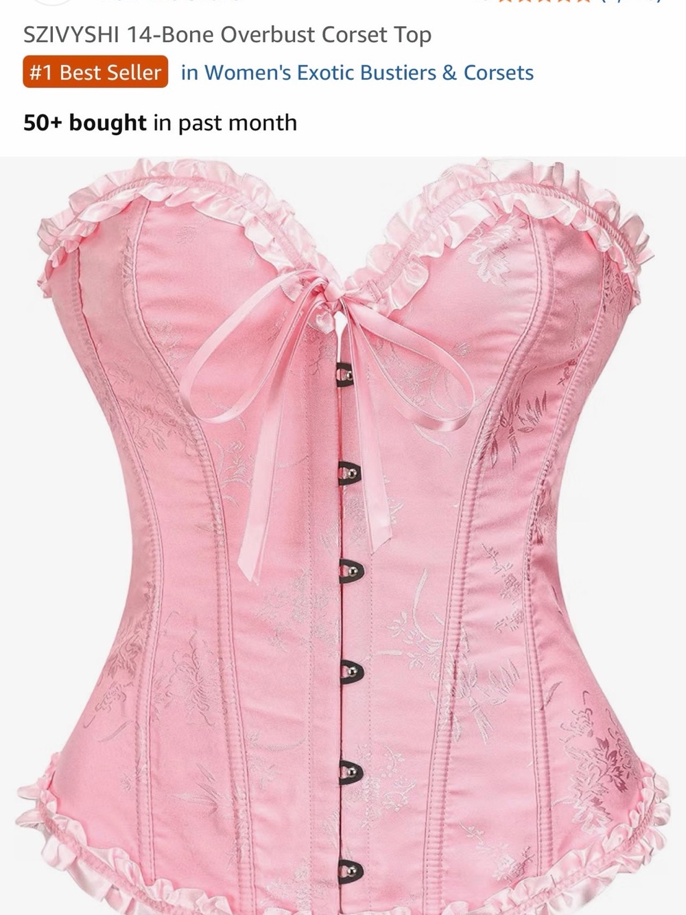 Pink Overbust Corset Top. Size S. NWT